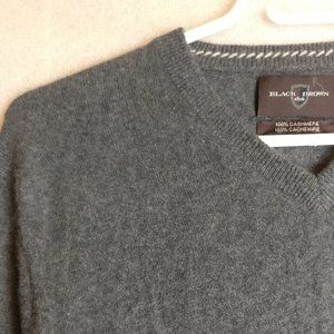 GRAY V-NECK PURE CASHMERE LONGSLEEVE SWEATER S/P with measurement